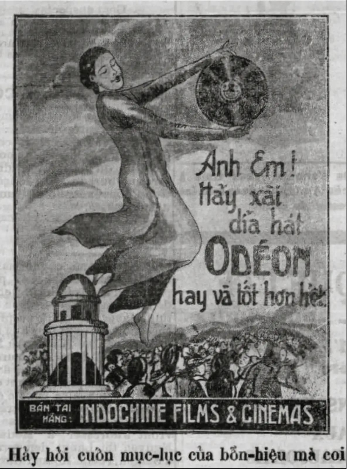 Quảng cáo đĩa hát Odeon trên báo thập niên 1920