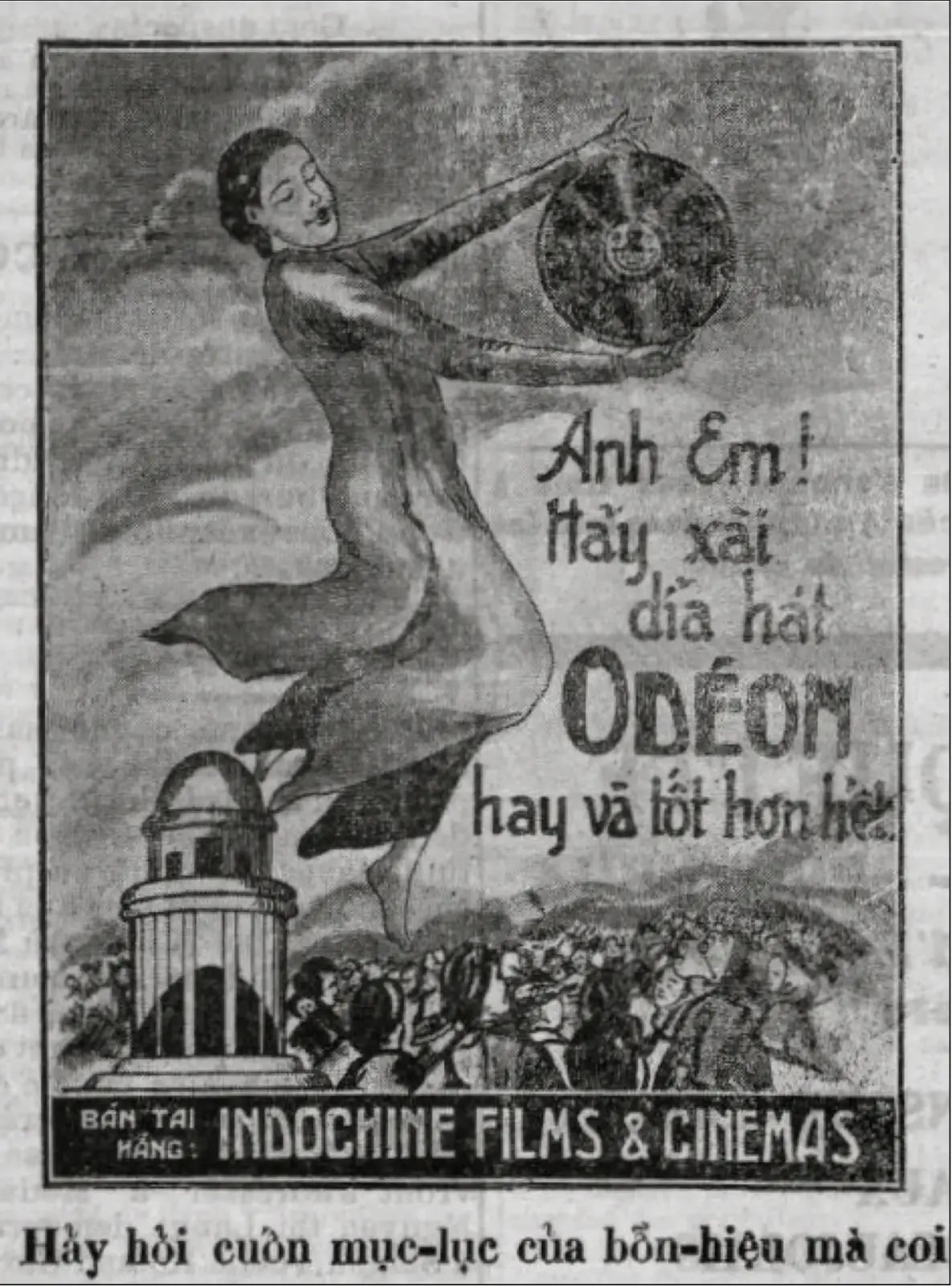 Quảng cáo đĩa hát Odeon trên báo thập niên 1920